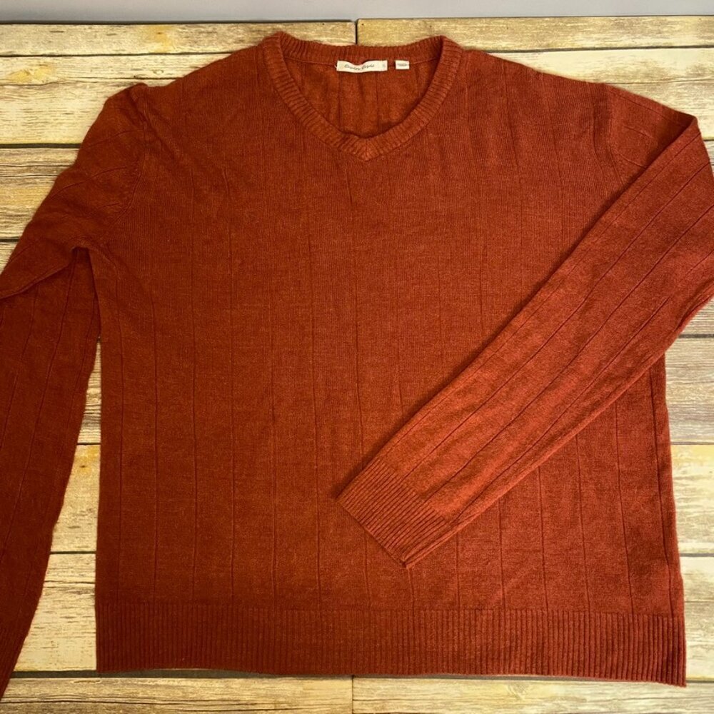 Eighty-Eight Brand Men's XL, Burnt Orange, V-Neck, Lightweight, Dad‎ Sweater
